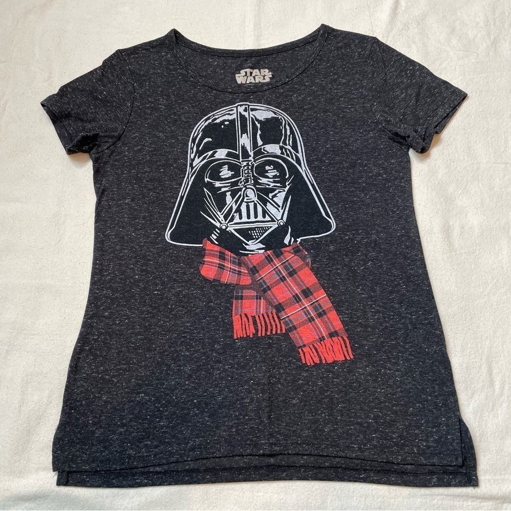 Star Wars Darth Vader Holiday Winter Christmas Scarf Shirt Size Small Dark Gray